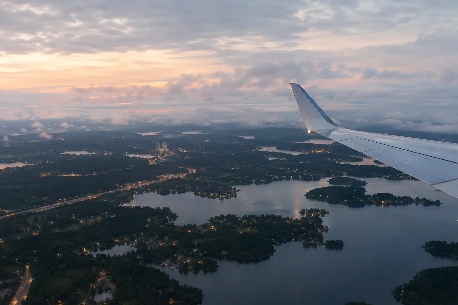 Orlando lights seen from a private jet