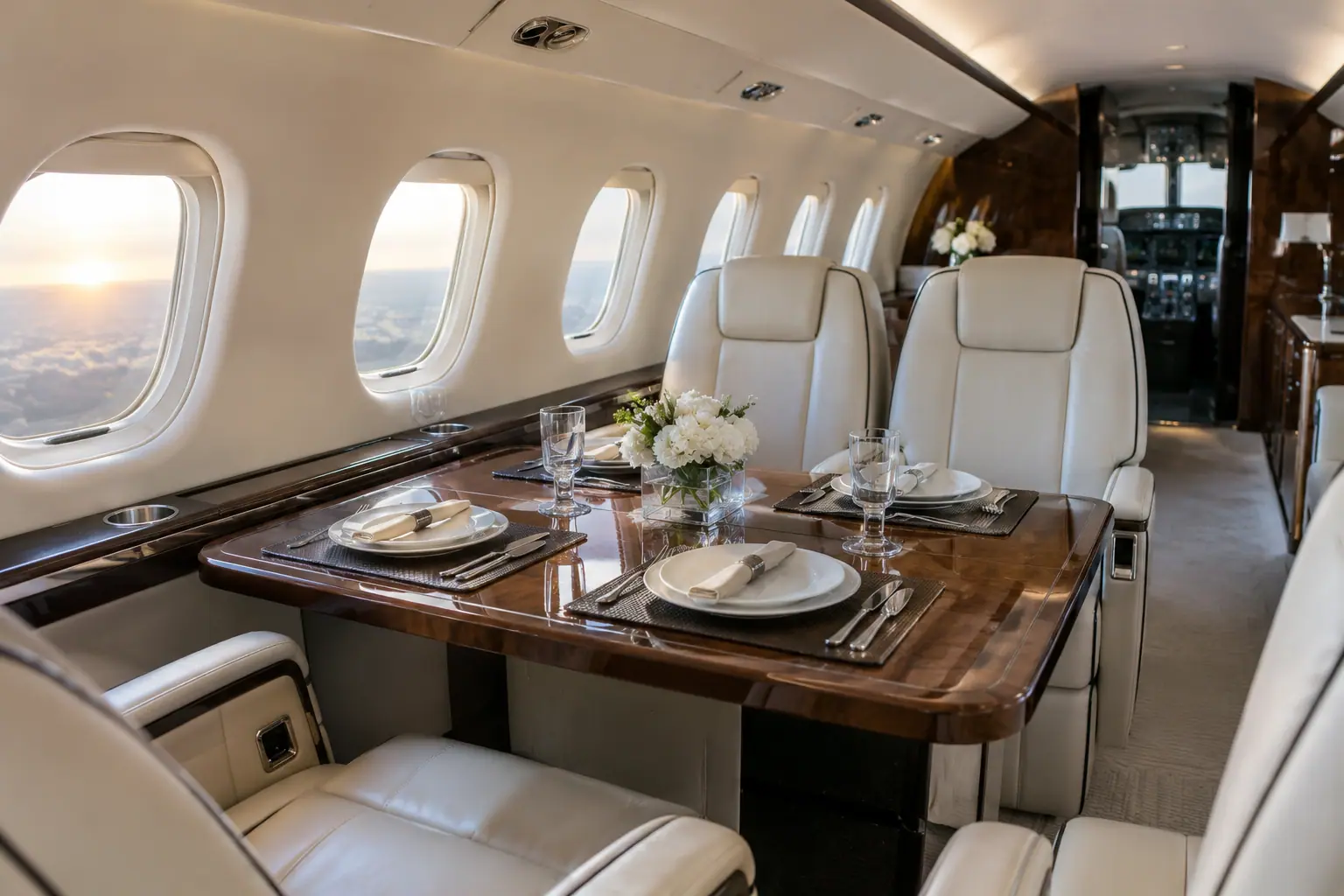 Midsize jet cabin interior