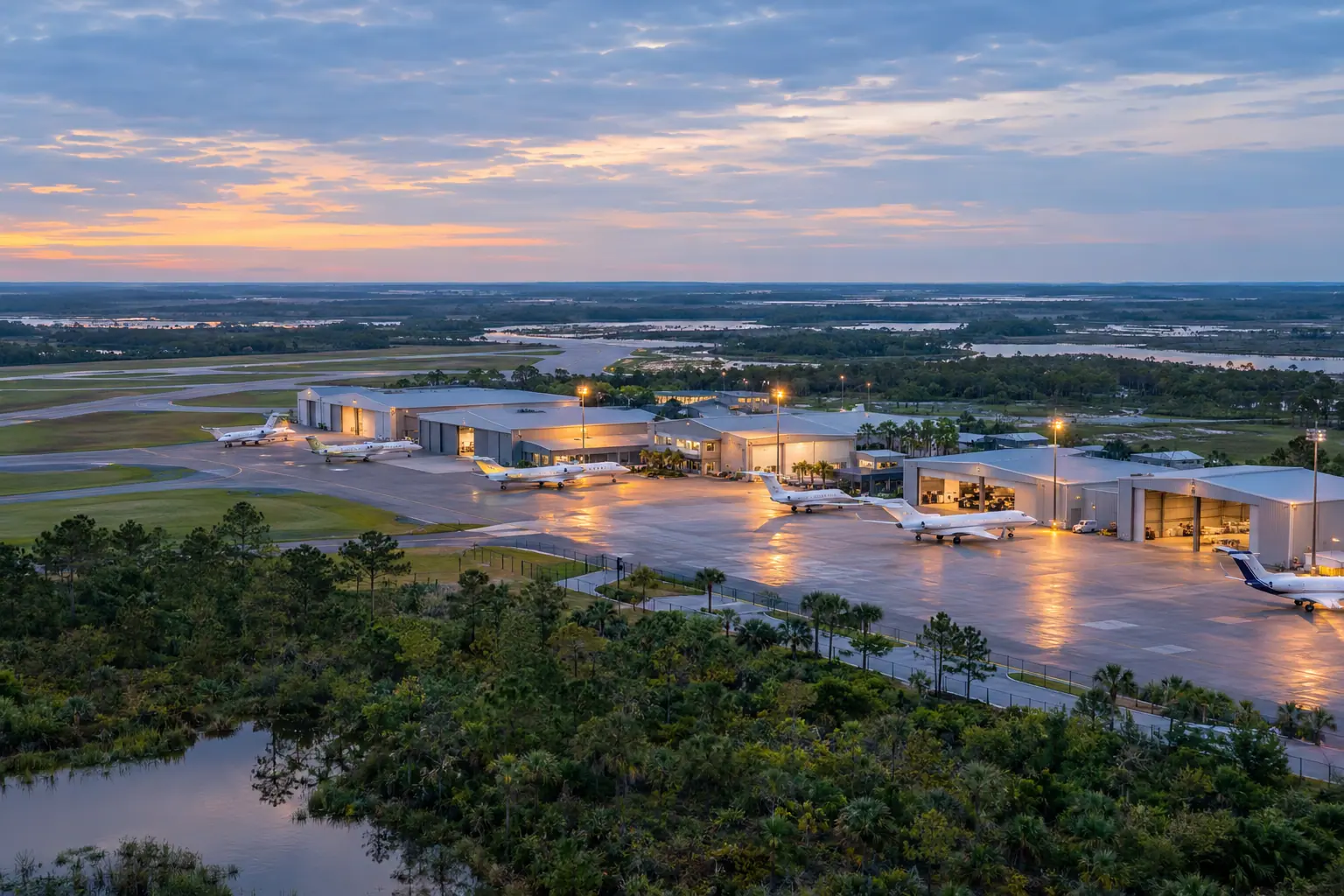 Business aviation ramp near Orlando